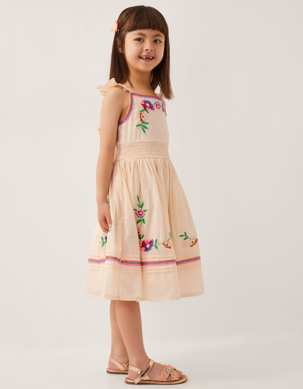 HALJINA - FLORAL EMB SUN DRESS