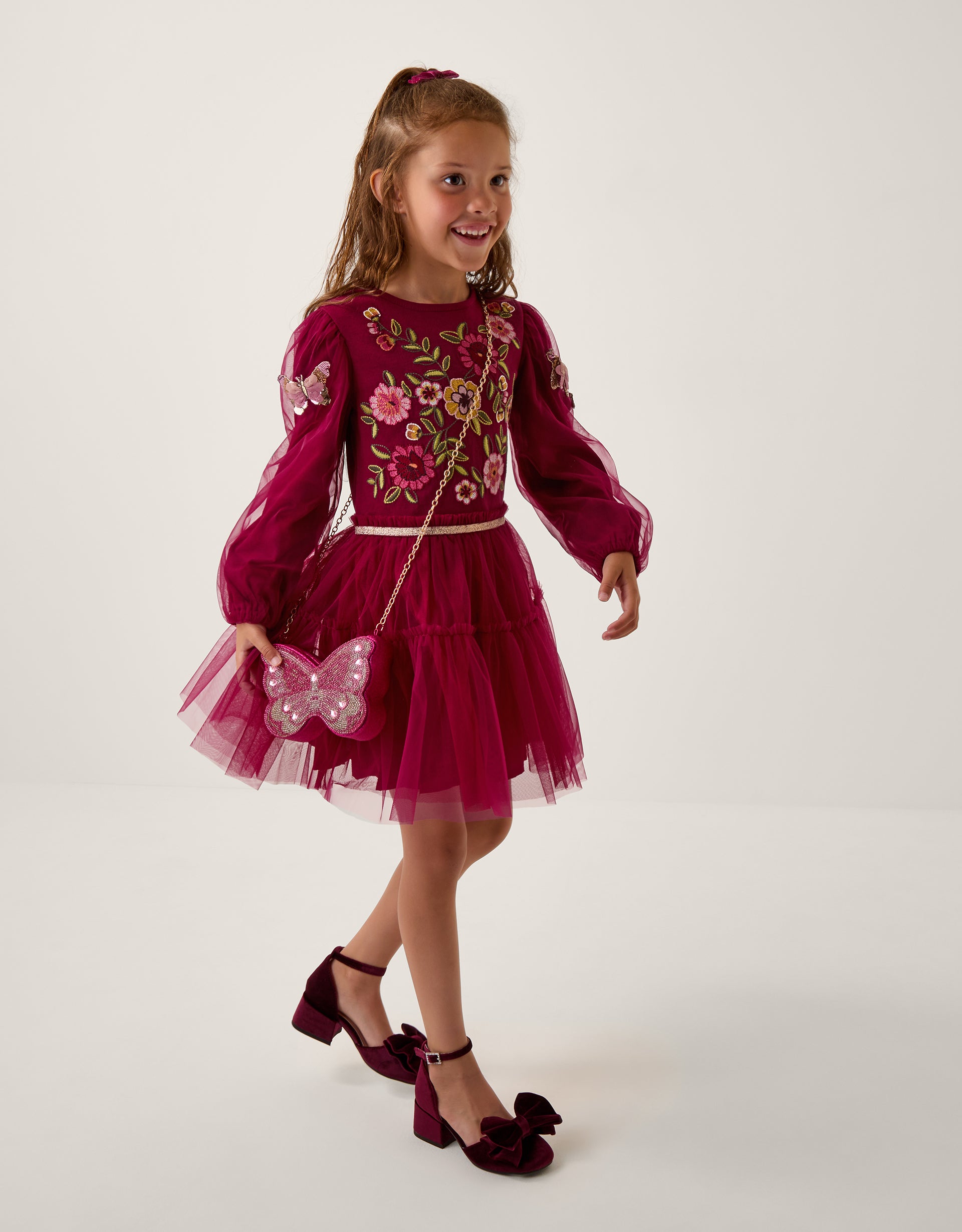 HALJINA - BERRY EMB BFLY DISCO DRES