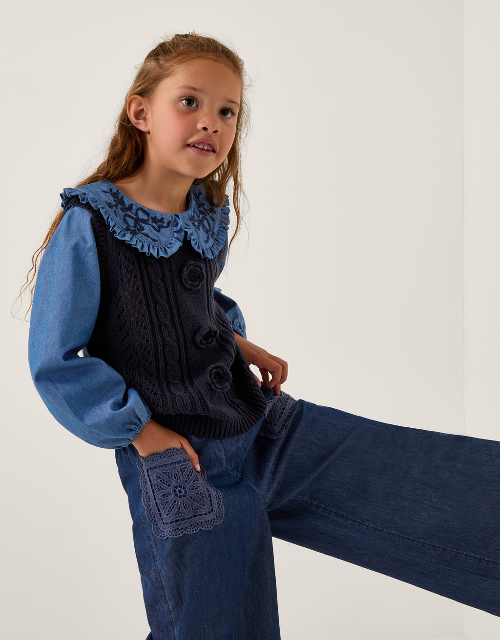 BLUZA - KNITTED TANK TOP CHAMBRAY