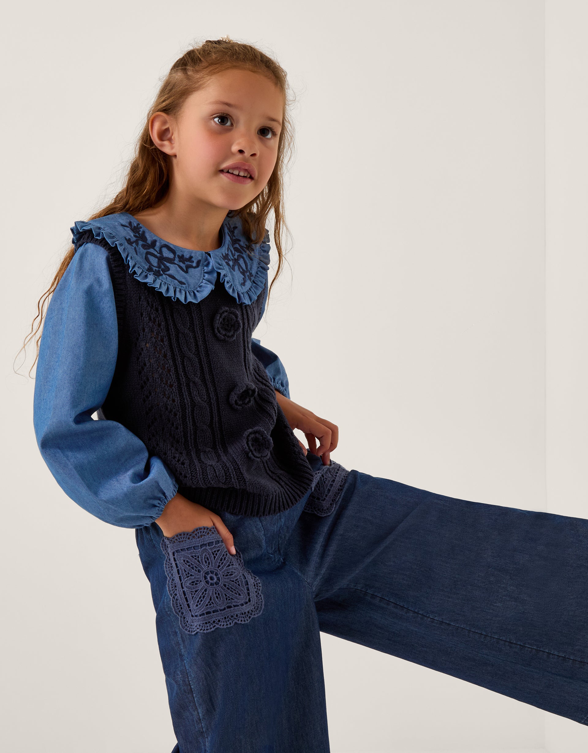 BLUZA - KNITTED TANK TOP CHAMBRAY