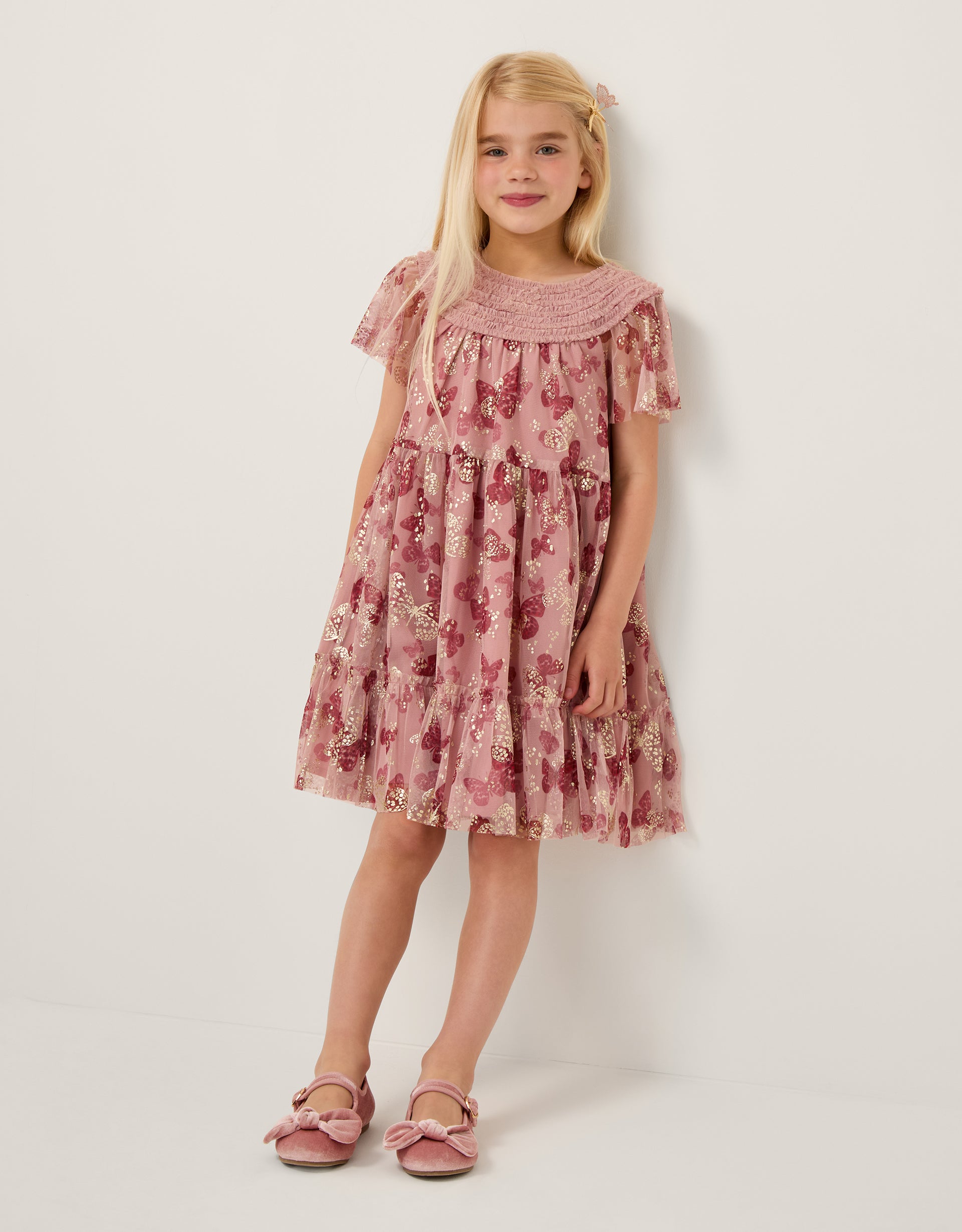 HALJINA - BUTTERFLY FOIL PRINT DRES