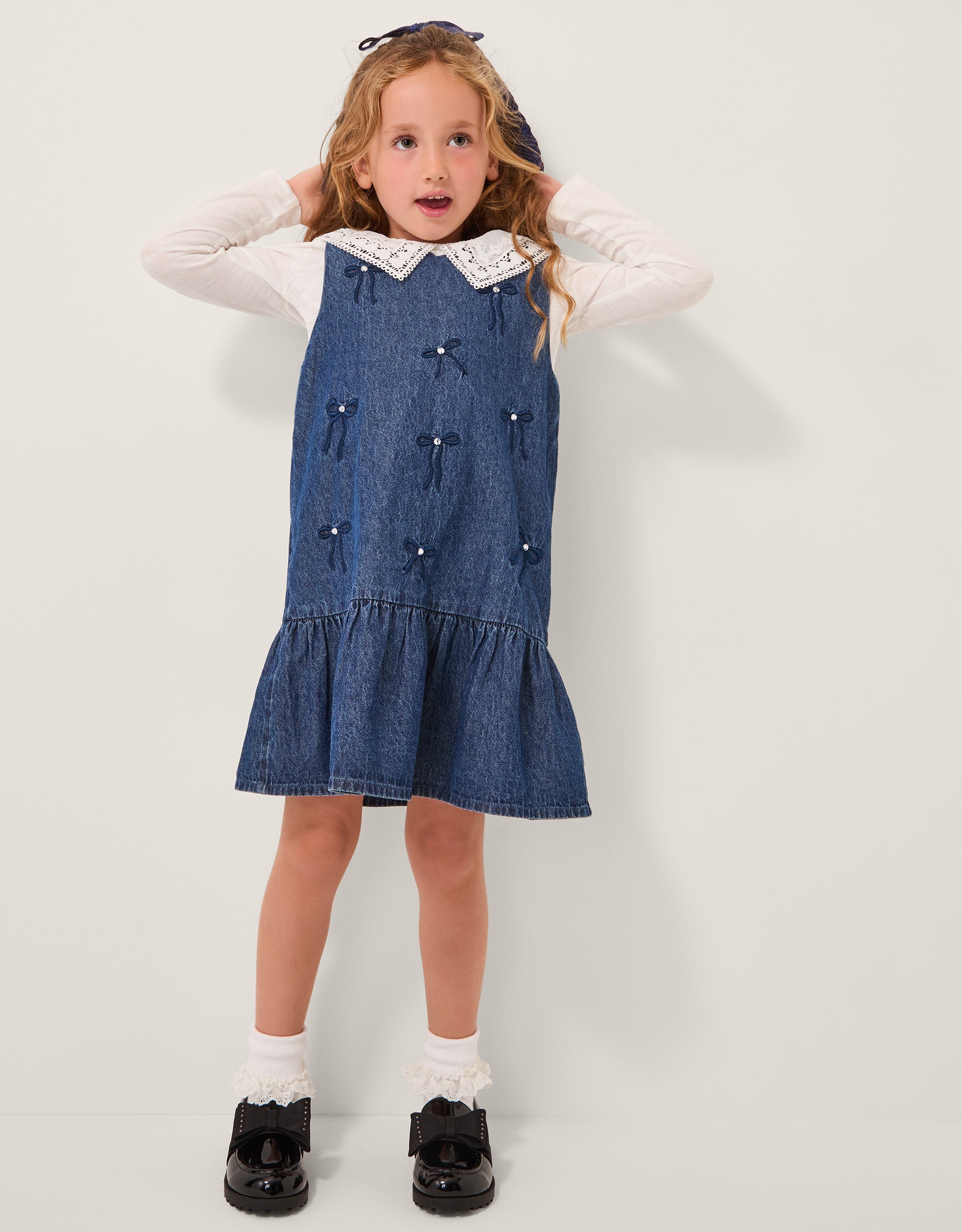 SET - CHAMBRAY BOW DRESS & TEE