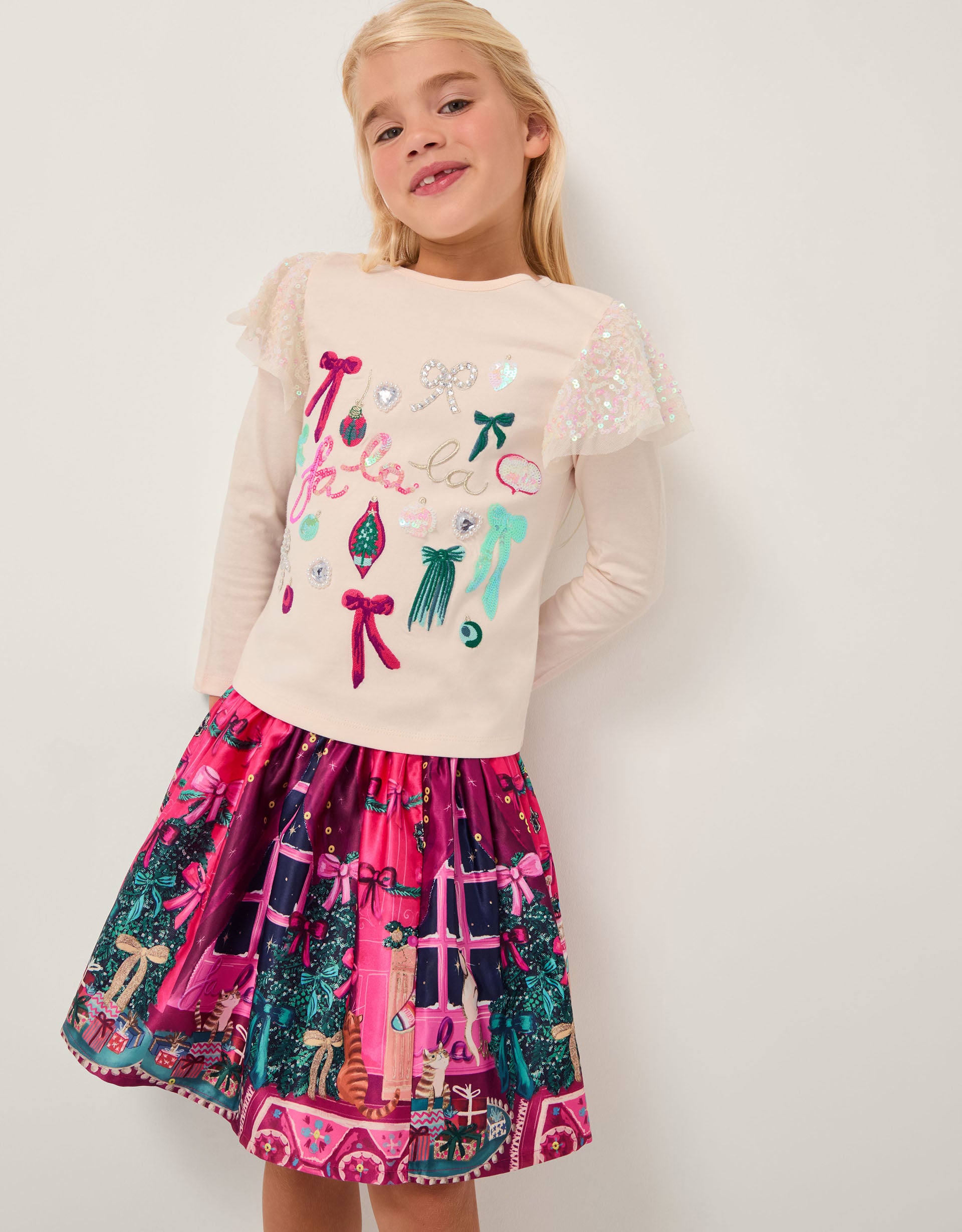 SUKNJA - XMAS SATIN SCENE SKIRT