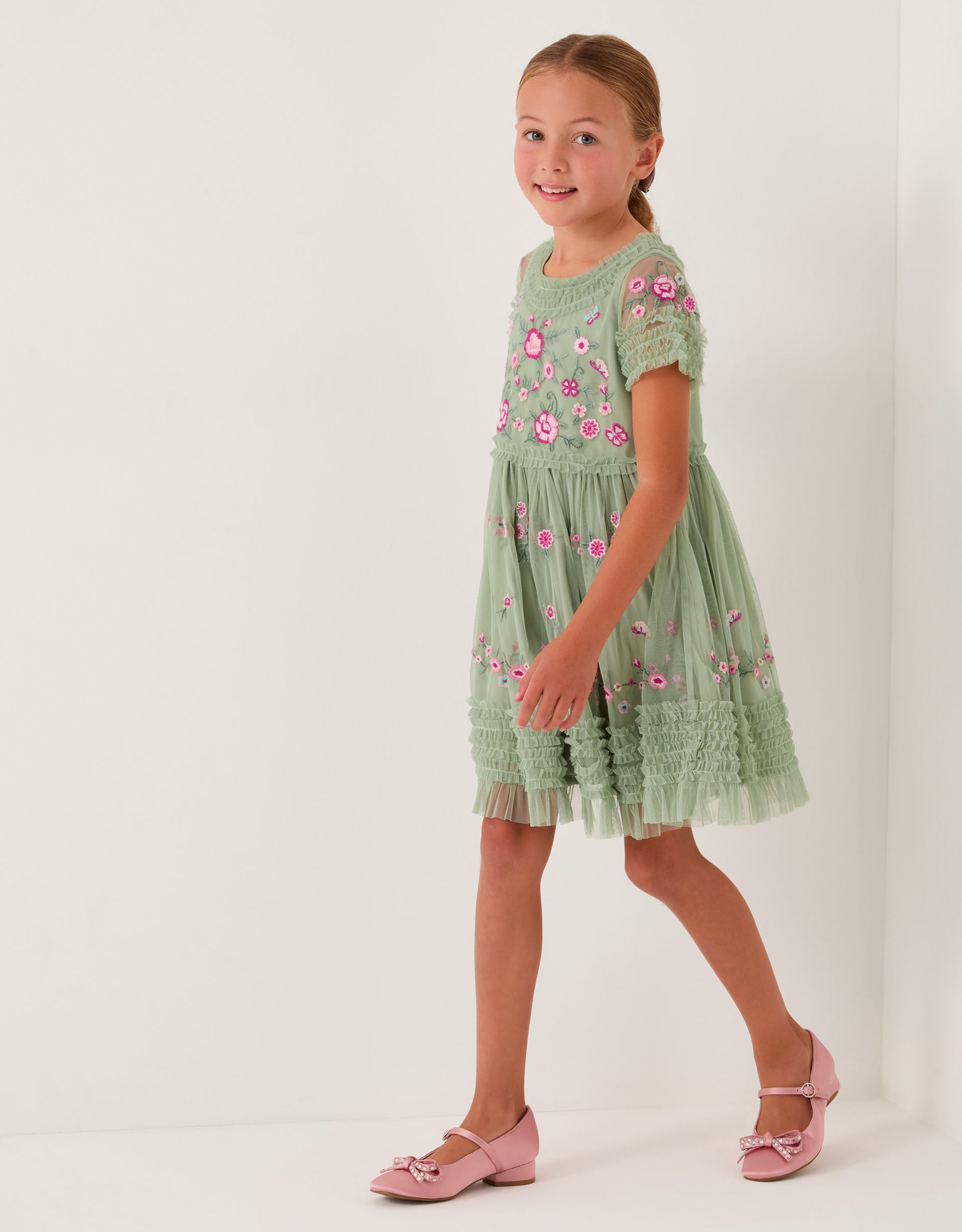 HALJINA - SAGE BOTANICAL MESH DRESS