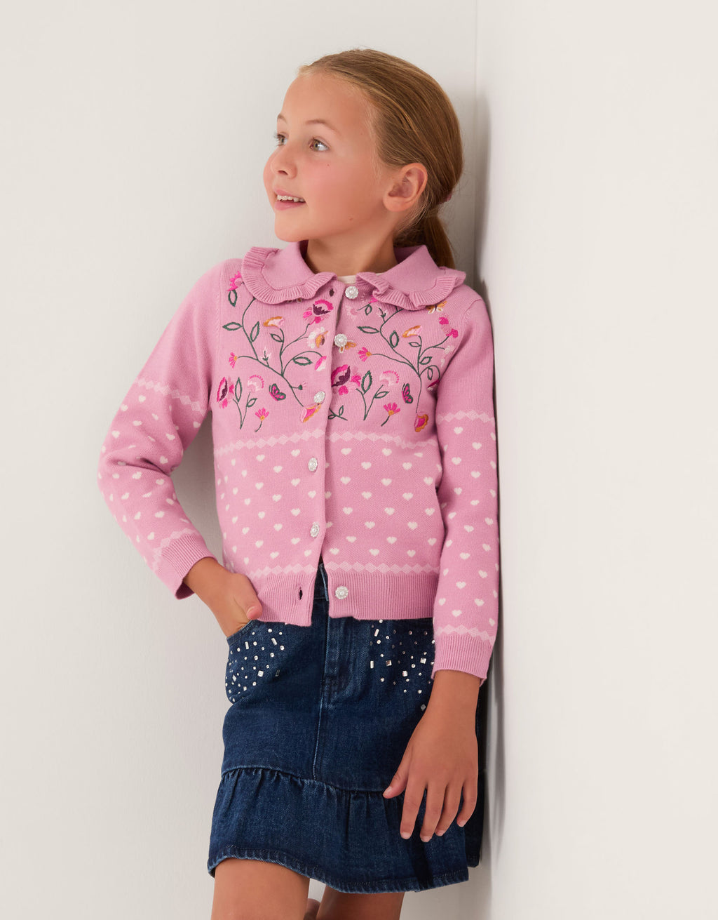 KARDIGAN - FLORAL EMB KNIT CARDIGAN