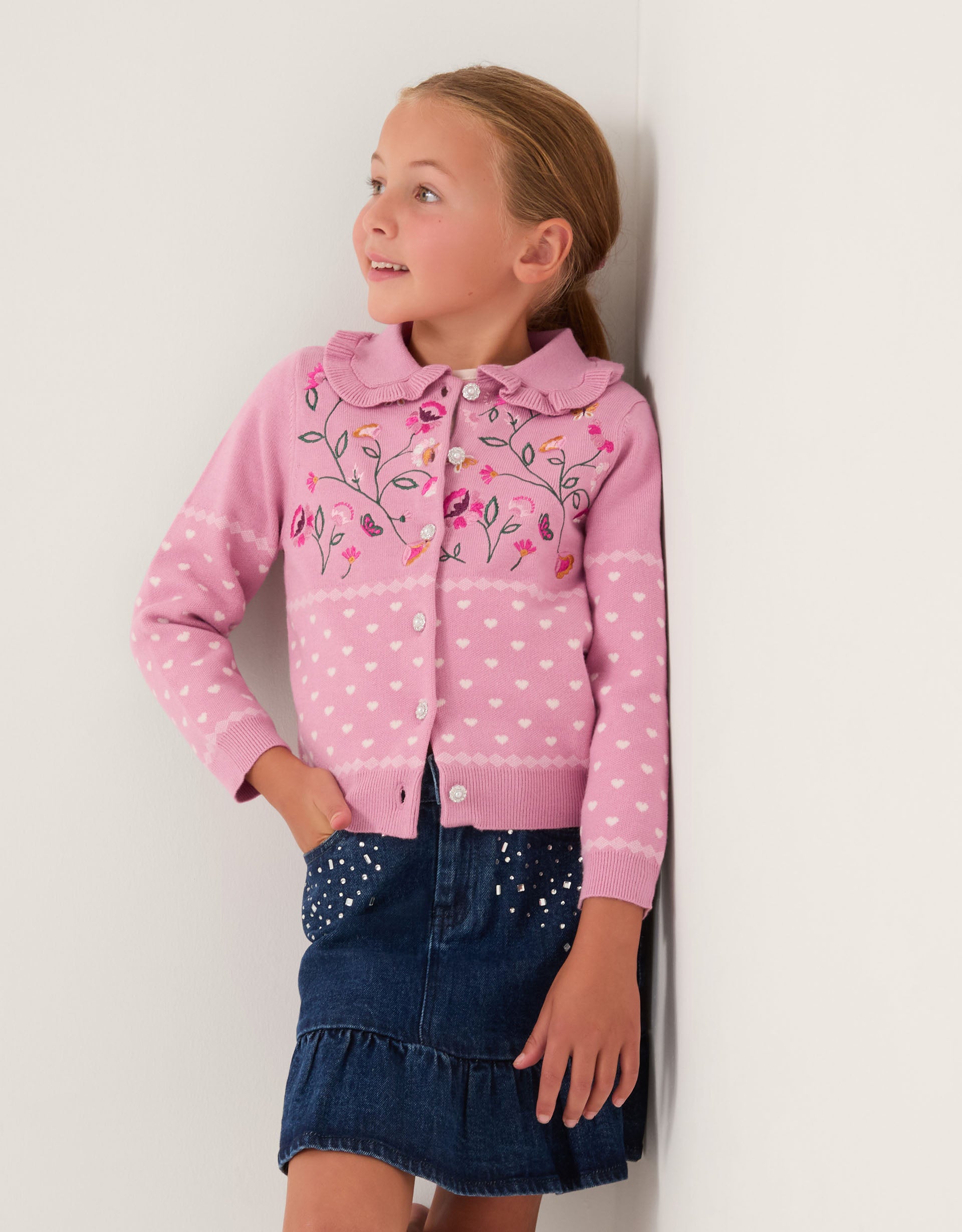 KARDIGAN - FLORAL EMB KNIT CARDIGAN