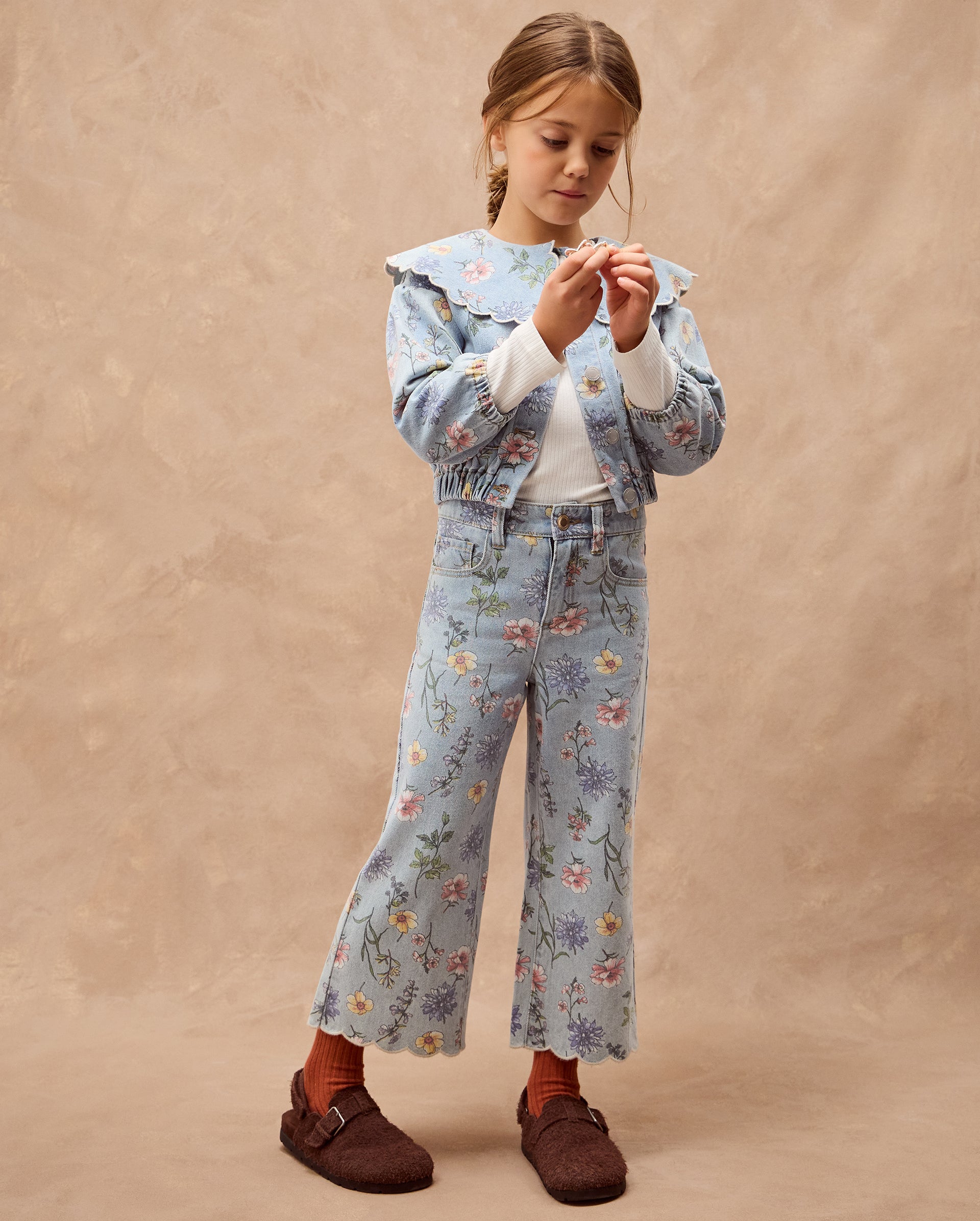 FARMERKE - FLORAL SCALLOP DENIM JEAN