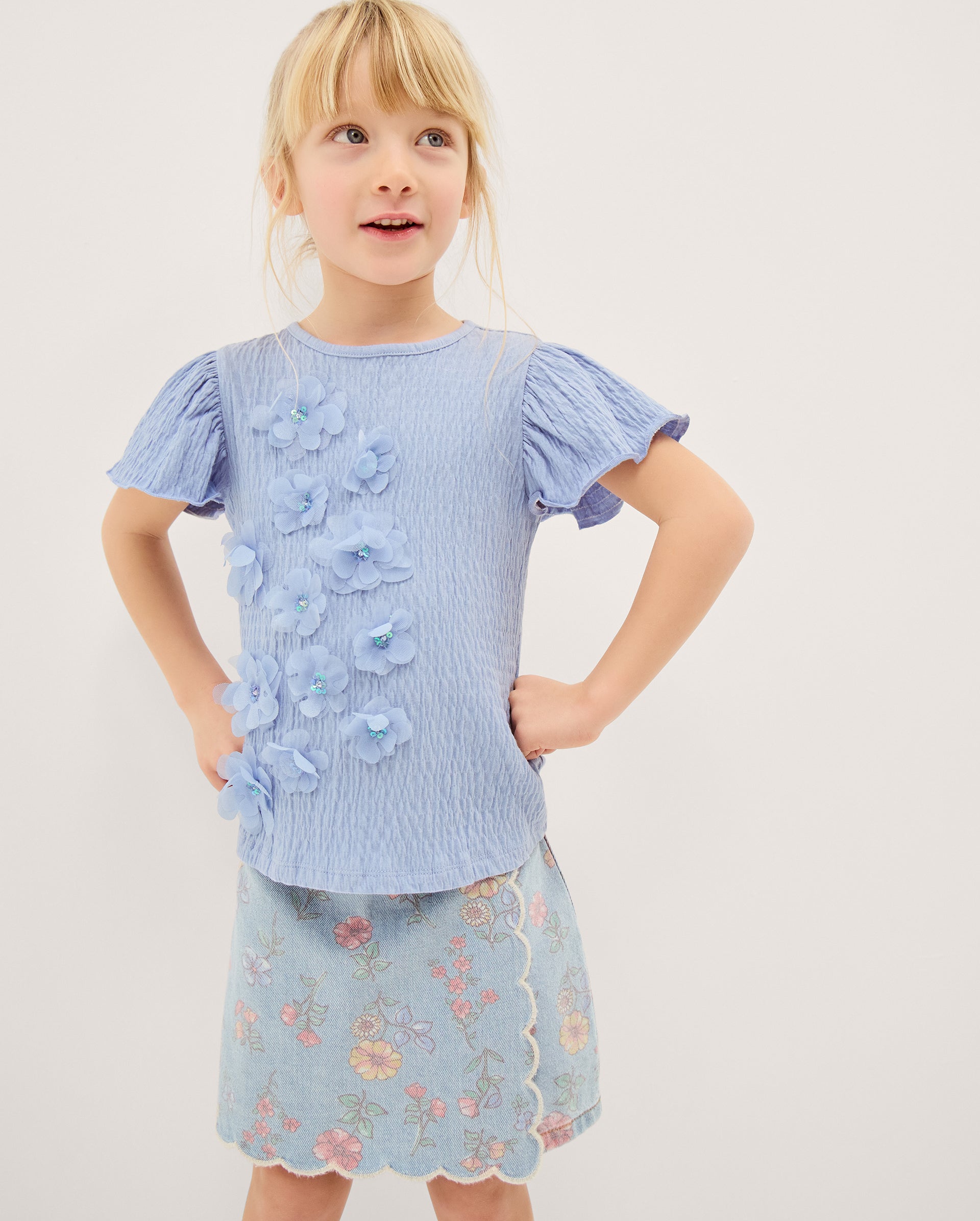 MAJICA - BLUE JERSEY EMB TSHIRT