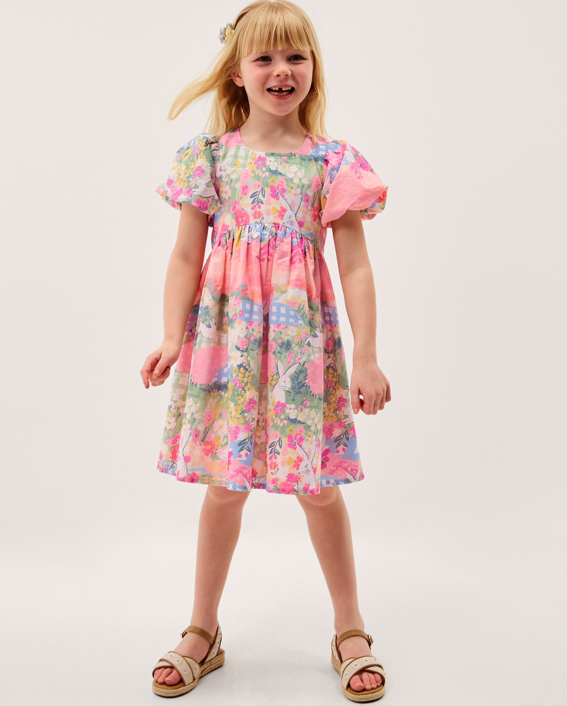 HALJINA - BUNNY SCENE POPLIN DRESS