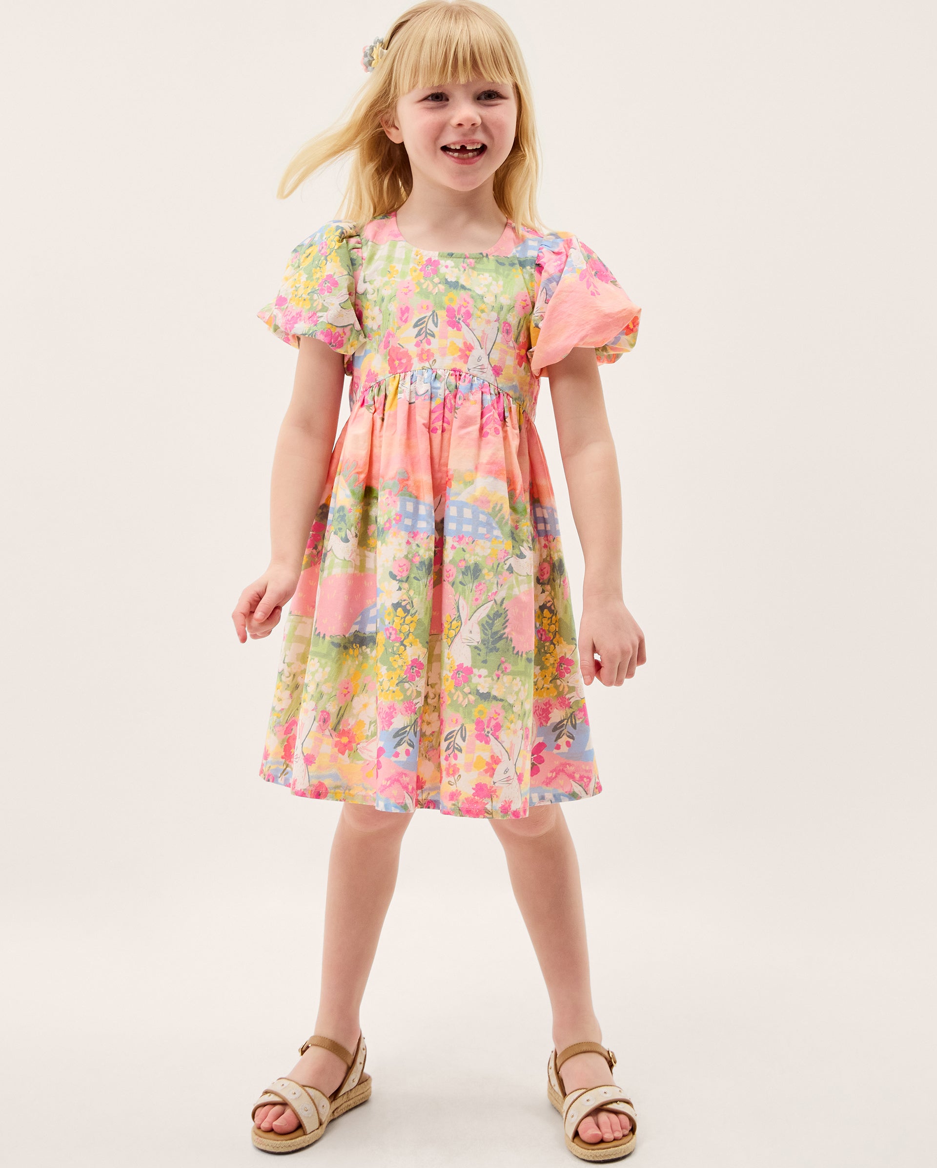 HALJINA - BUNNY SCENE POPLIN DRESS