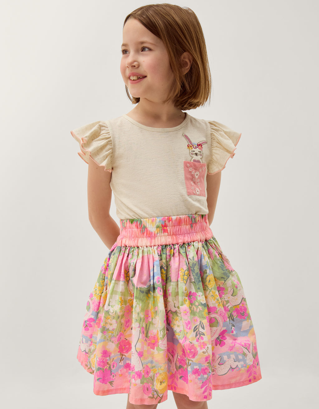 SUKNJA - BUNNY SCENE POPLIN SKIRT