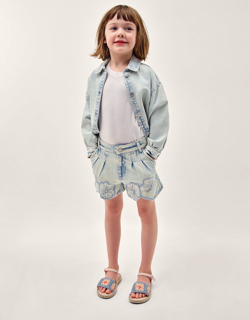 ŠORTS - FLOWER SEQUIN DENIM SHORT
