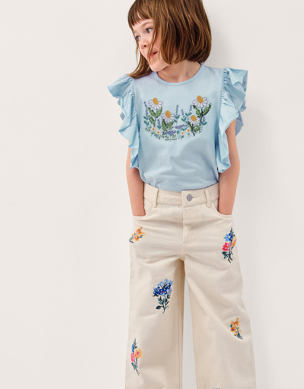 MAJICA - BLUE MEADOW FRILL TSHIRT