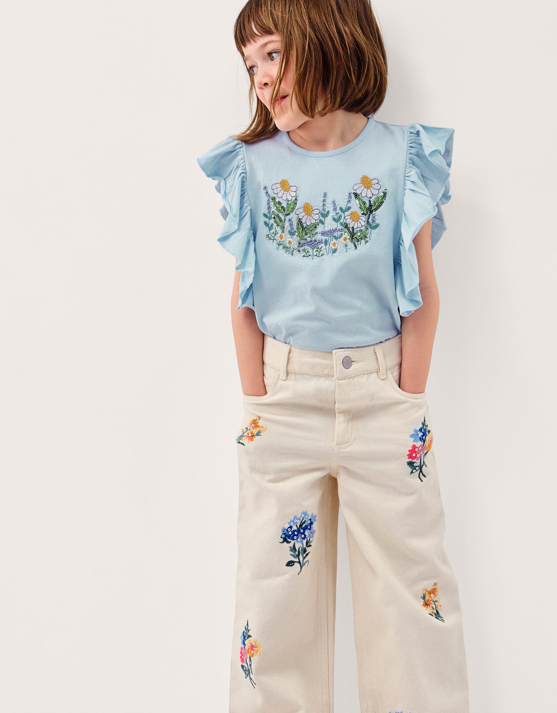 MAJICA - BLUE MEADOW FRILL TSHIRT