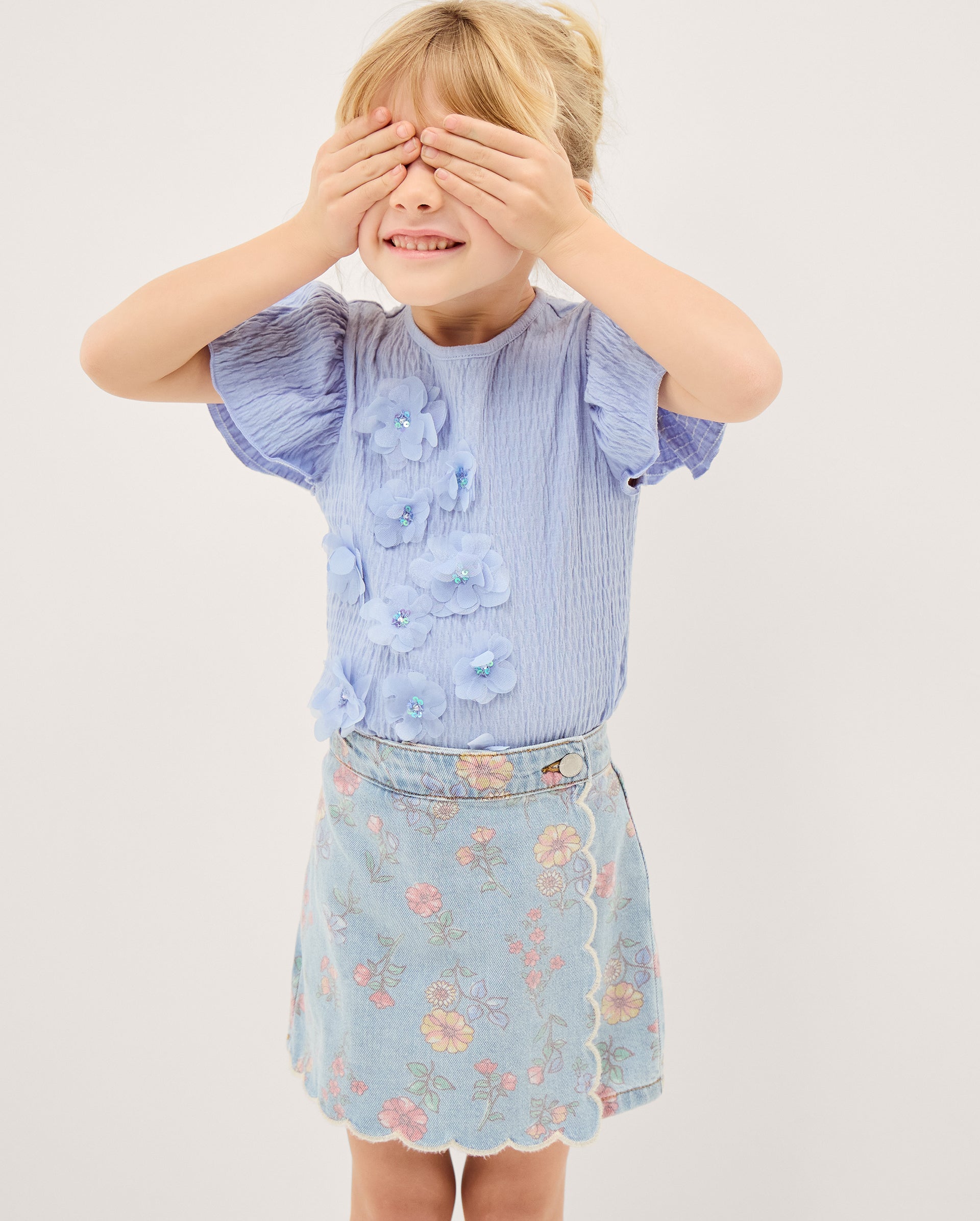 SUKNJA - FLRL DENIM SCALLOP SKORT