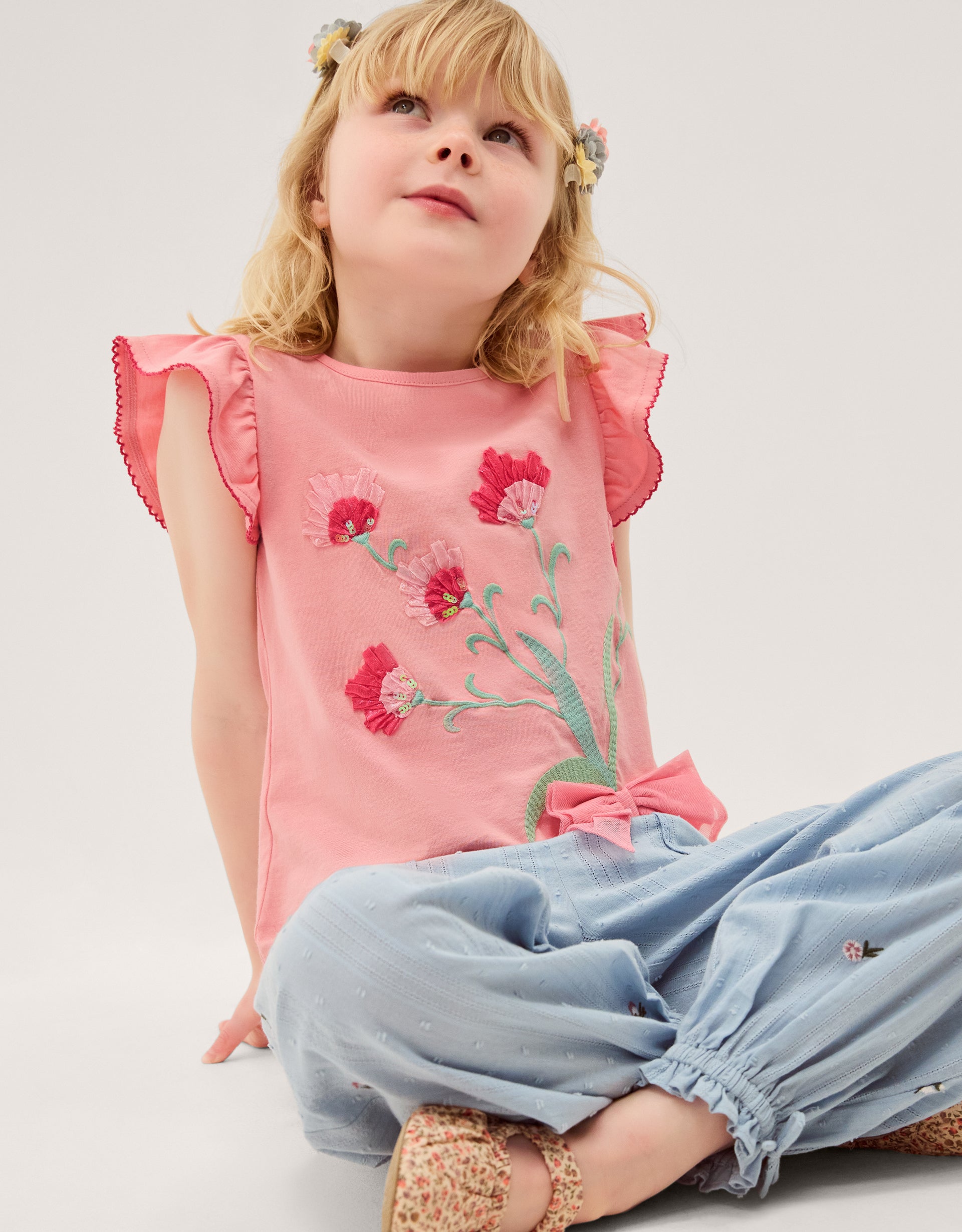 MAJICA - SS TULIP RIBBON EMB TSHIR