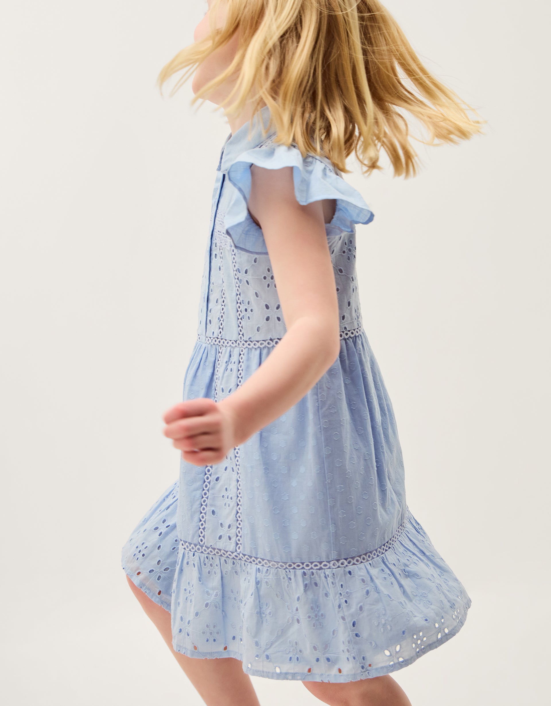 HALJINA - BLUE BROIDER BUTTON DRESS