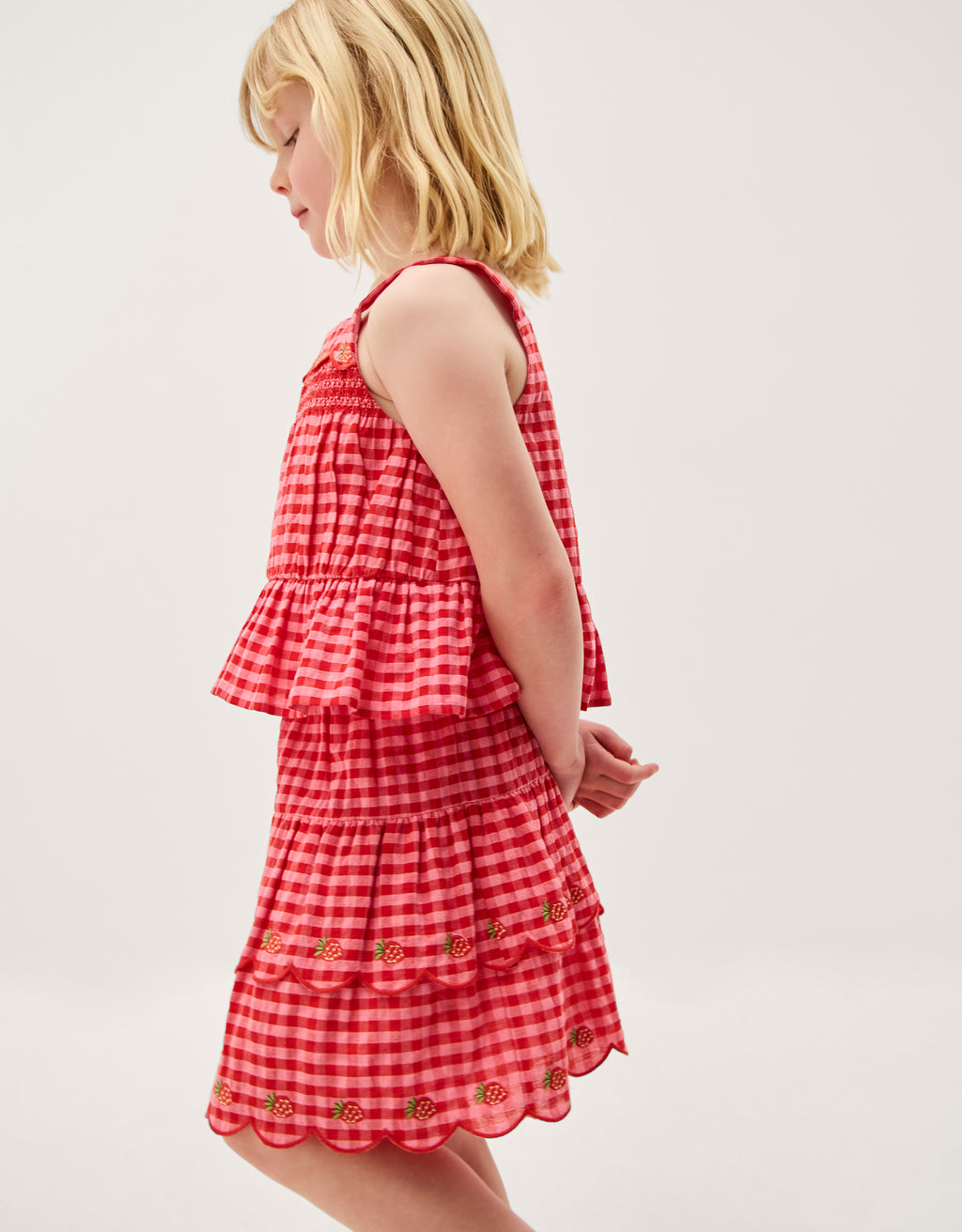 SET - STRWBRRY GINGH TOP/SKIRT