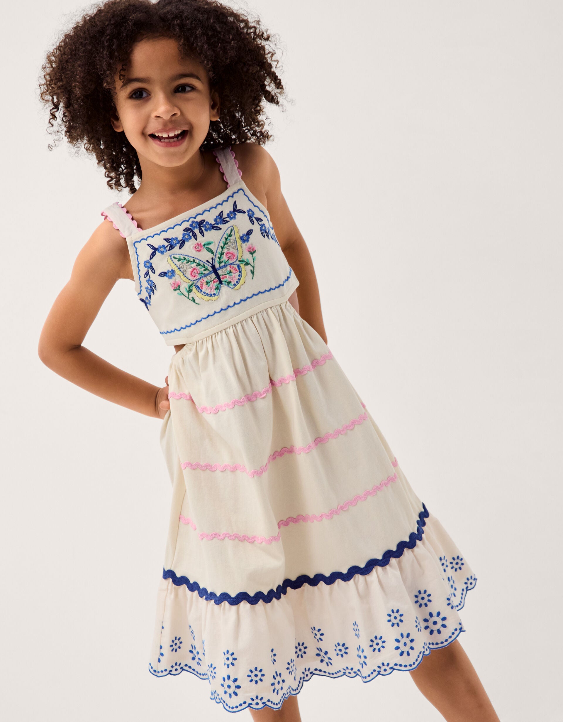 HALJINA - BFFLY EMB RIC RAC DRESS