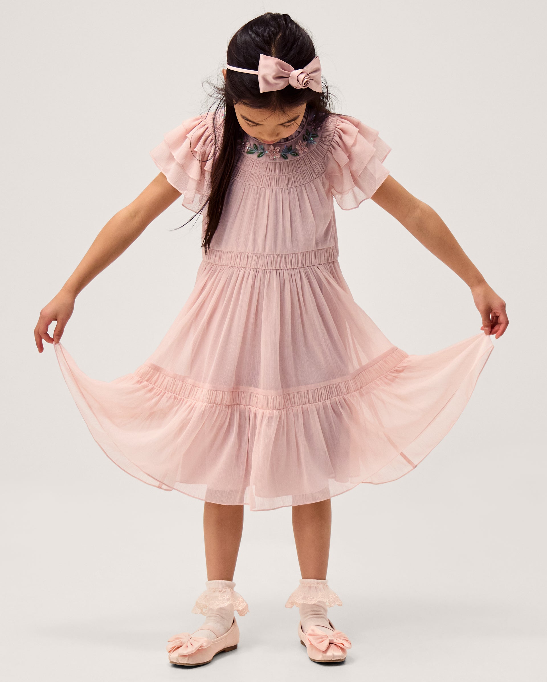 HALJINA - CARMEN EMB NECKLINE DRESS