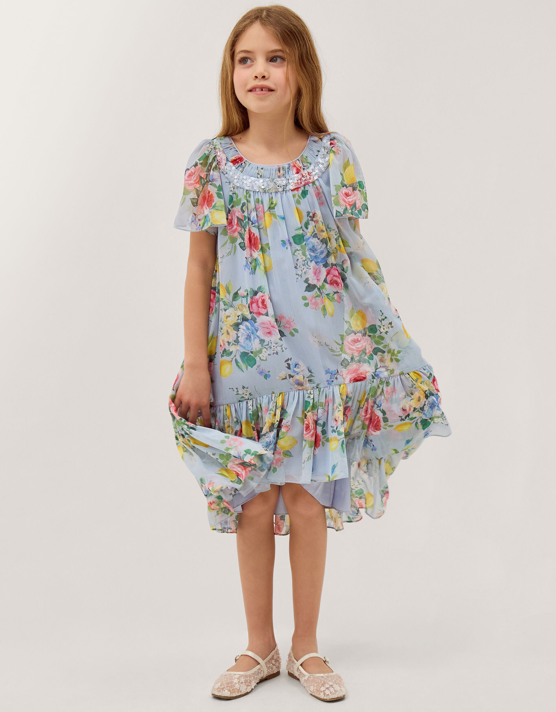 HALJINA - LEMON ROSE SWING EMB DRES