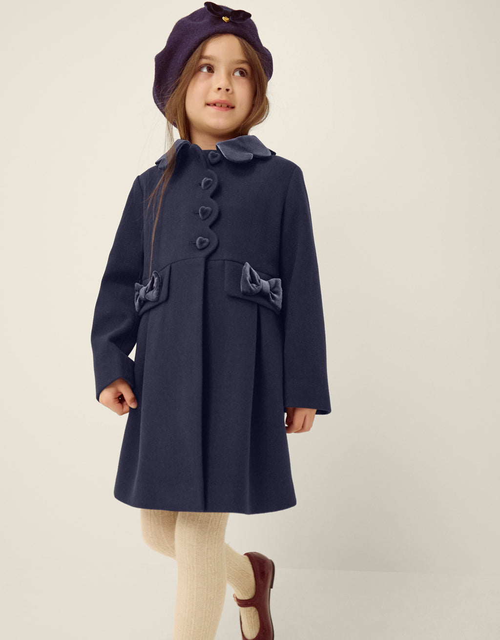 KAPUT - SMART NAVY SCALLOPED COAT