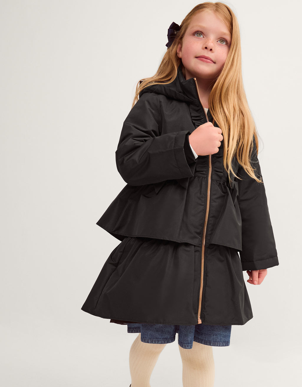 JAKNA - BLACK BOW RUFFLE LW RAINM