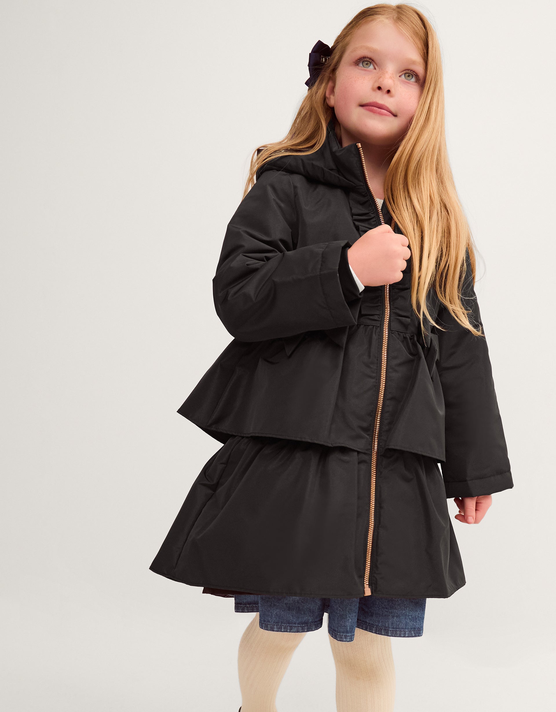JAKNA - BLACK BOW RUFFLE LW RAINM