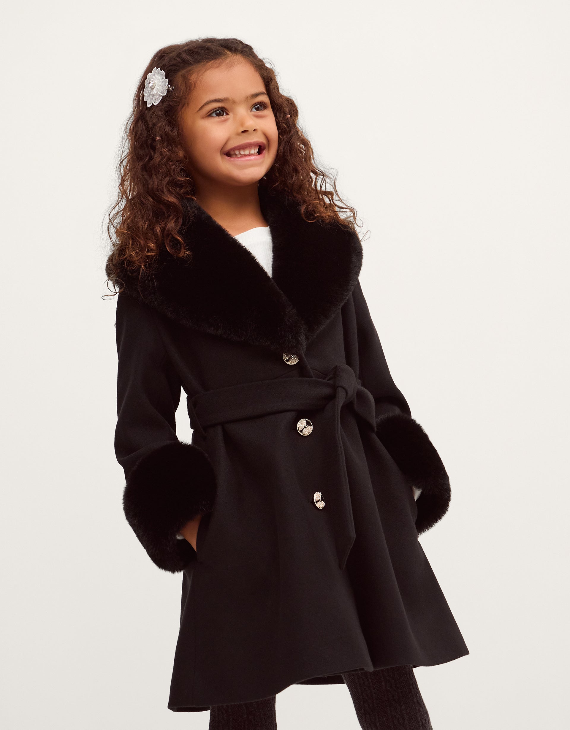 KAPUT - SMART BLACK SHAWL BELTED