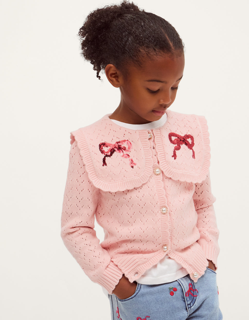 KARDIGAN - PINK POINTELLE CARDIGAN