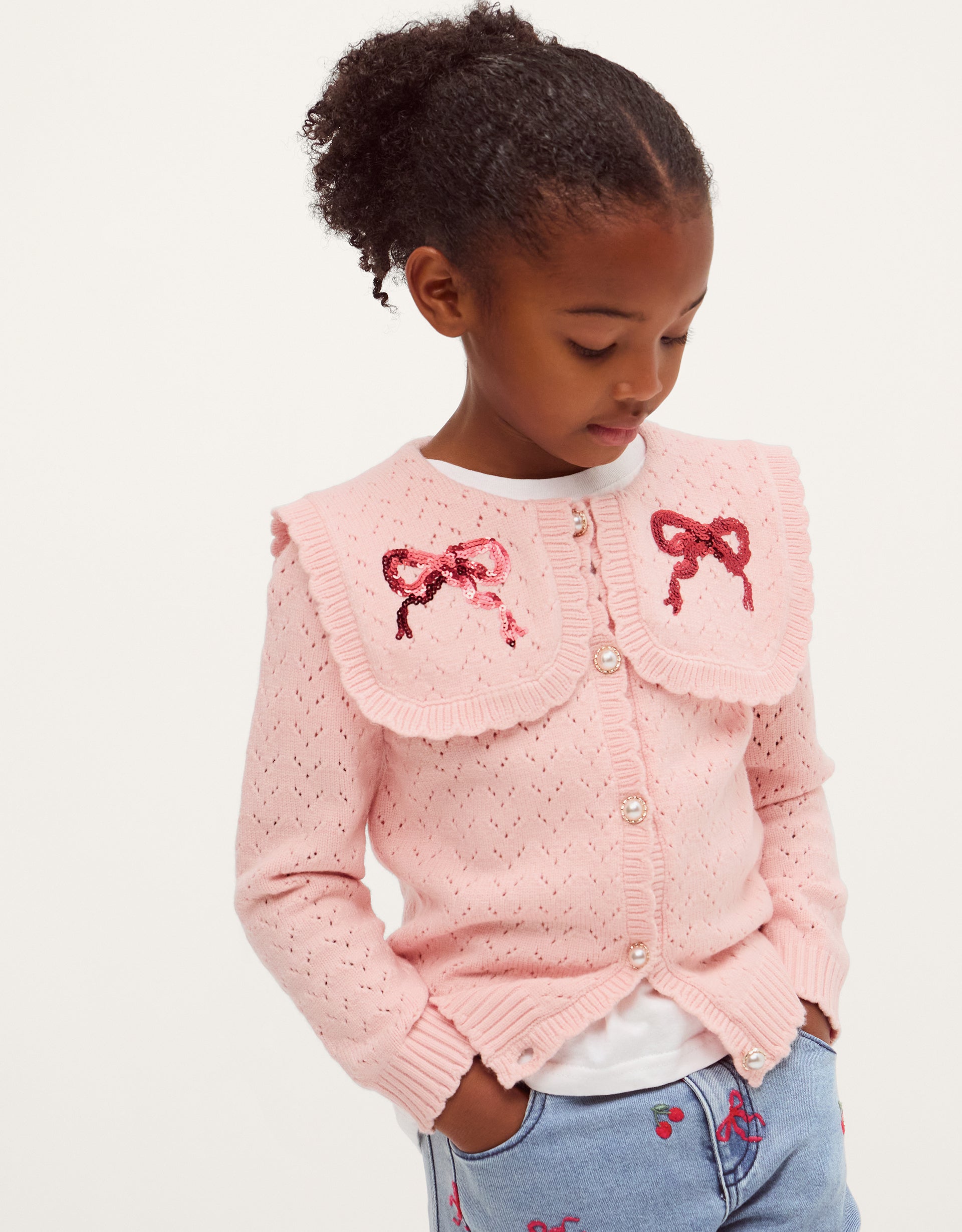 KARDIGAN - PINK POINTELLE CARDIGAN