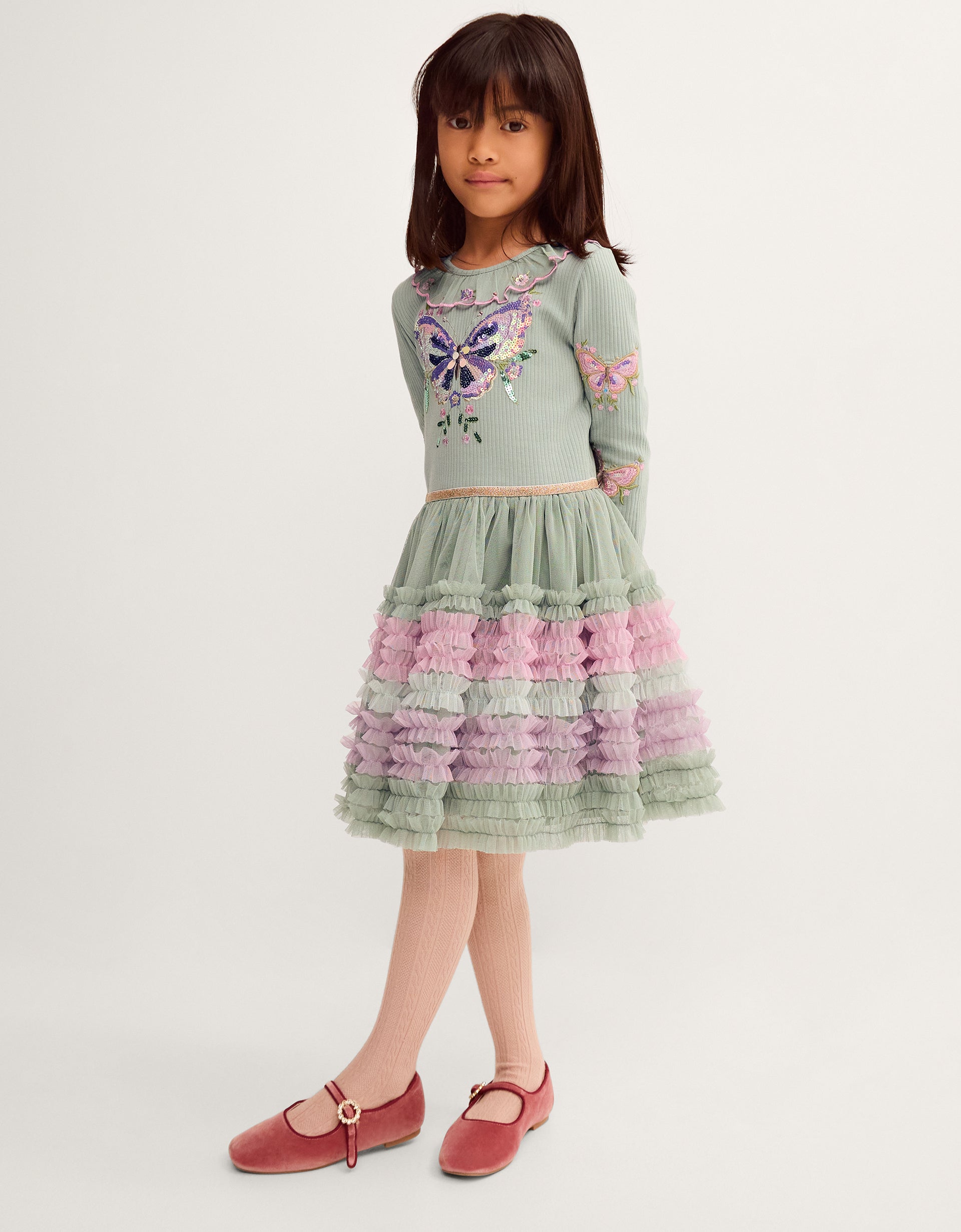 HALJINA - BUTRFLY SEQN RUFFLE DRESS