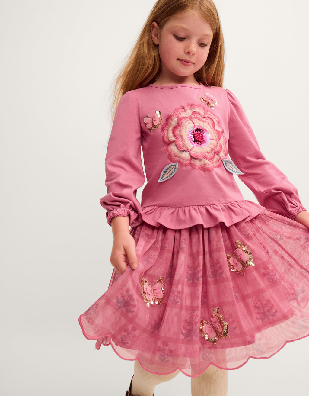SET - LS FLWR TSHRT & DSCO SKRT