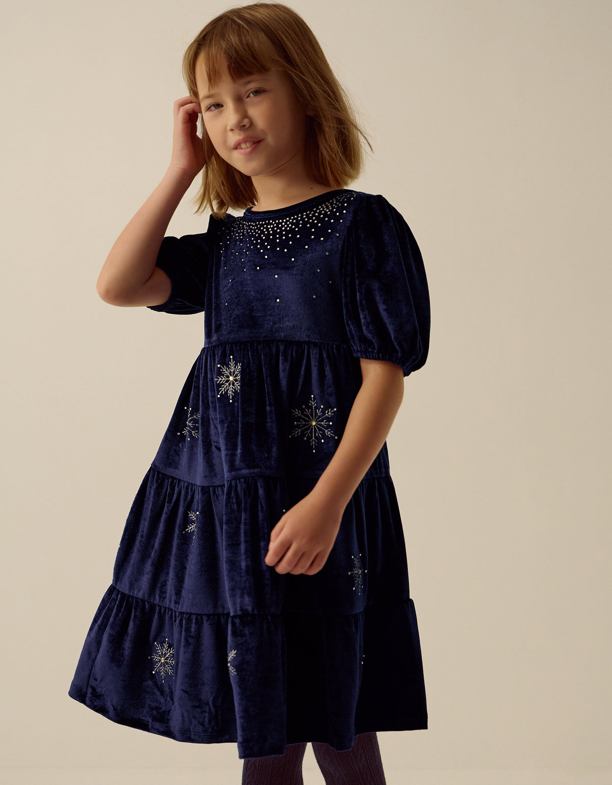 HALJINA - NVY MCIE SNWFLKE VLR DRES