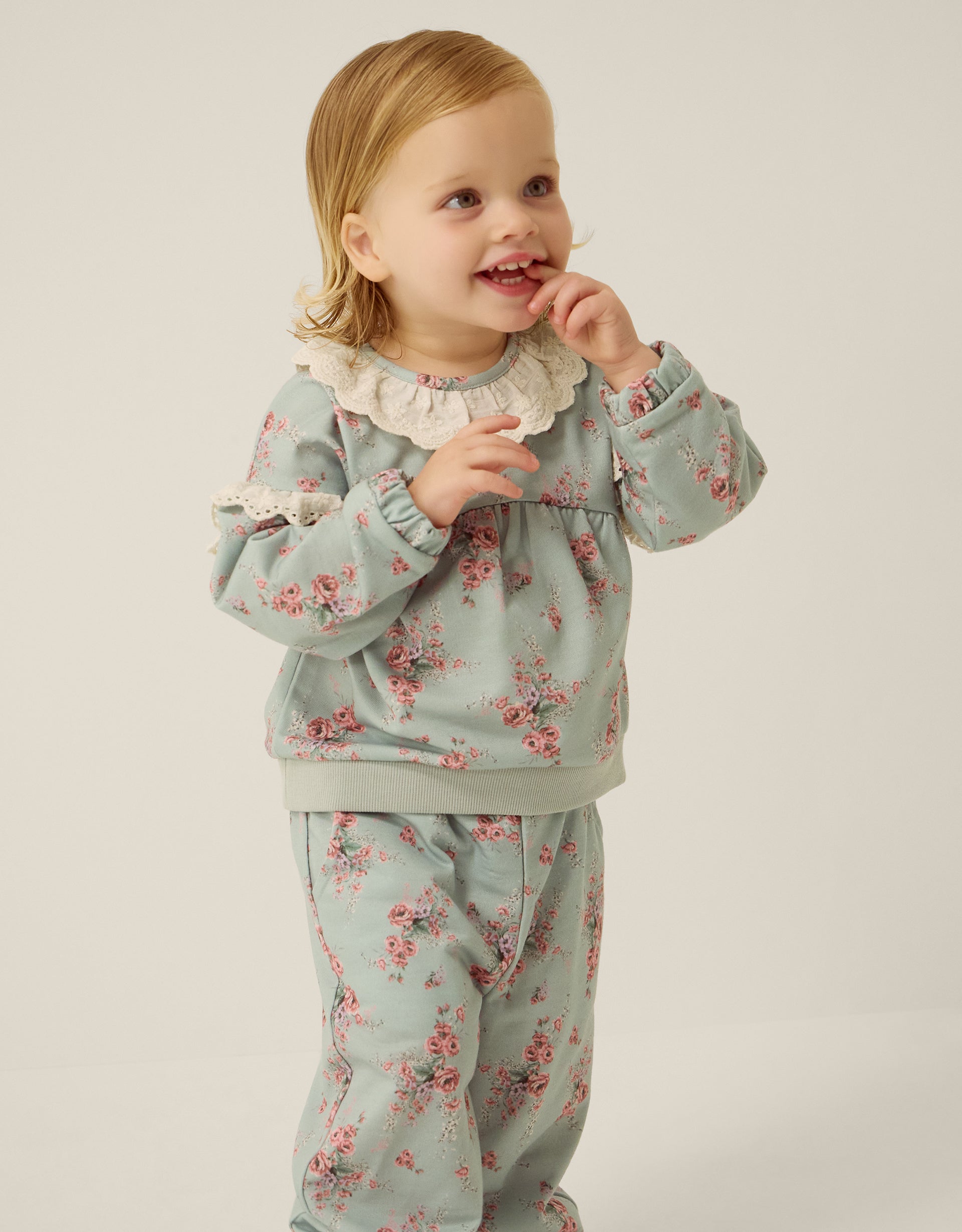 SET - BBY SAGE FLRL SWEAT/JOGGE