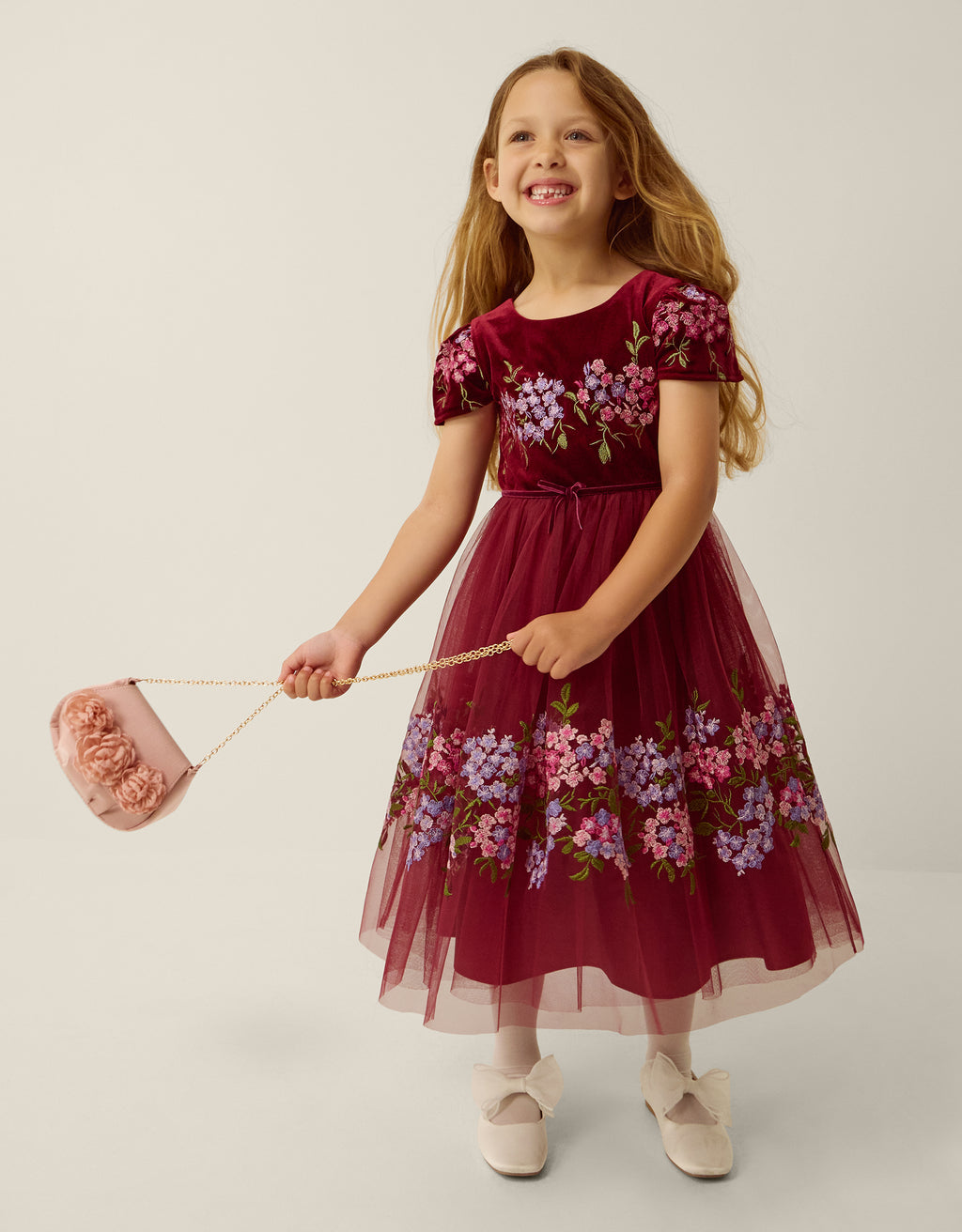 HALJINA - RUBY EMB VELVET FLORAL DR