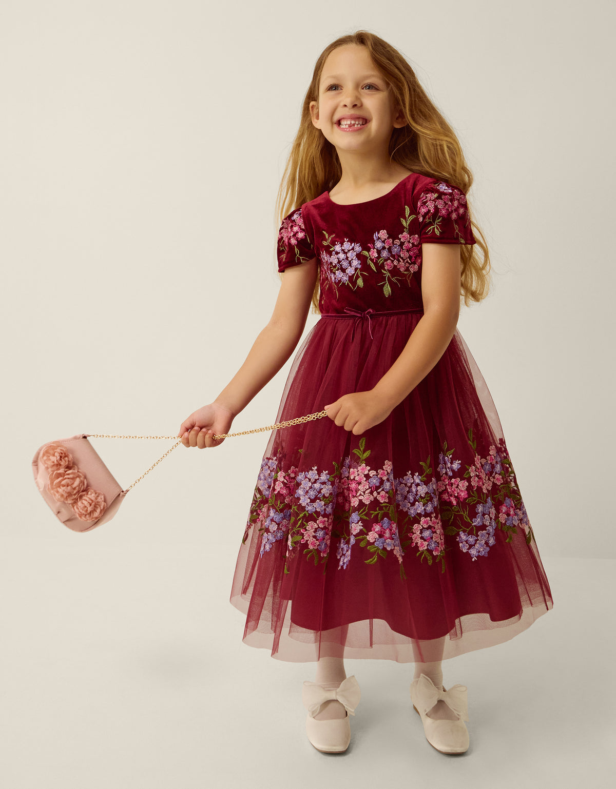 HALJINA - RUBY EMB VELVET FLORAL DR