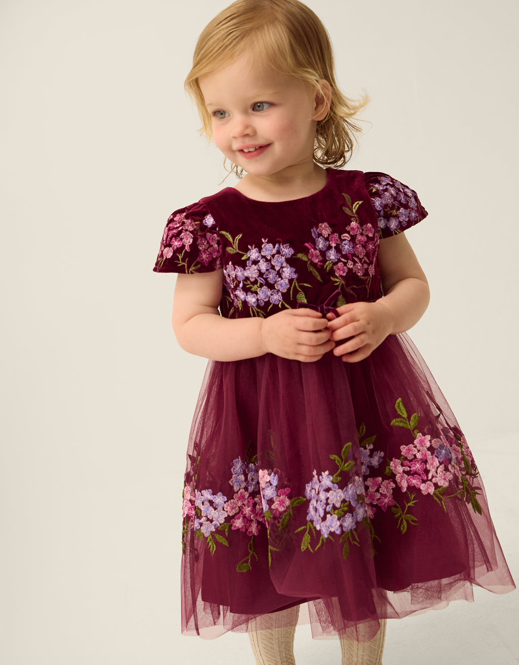 HALJINA - BABY RUBY EMB VELVET DRSS