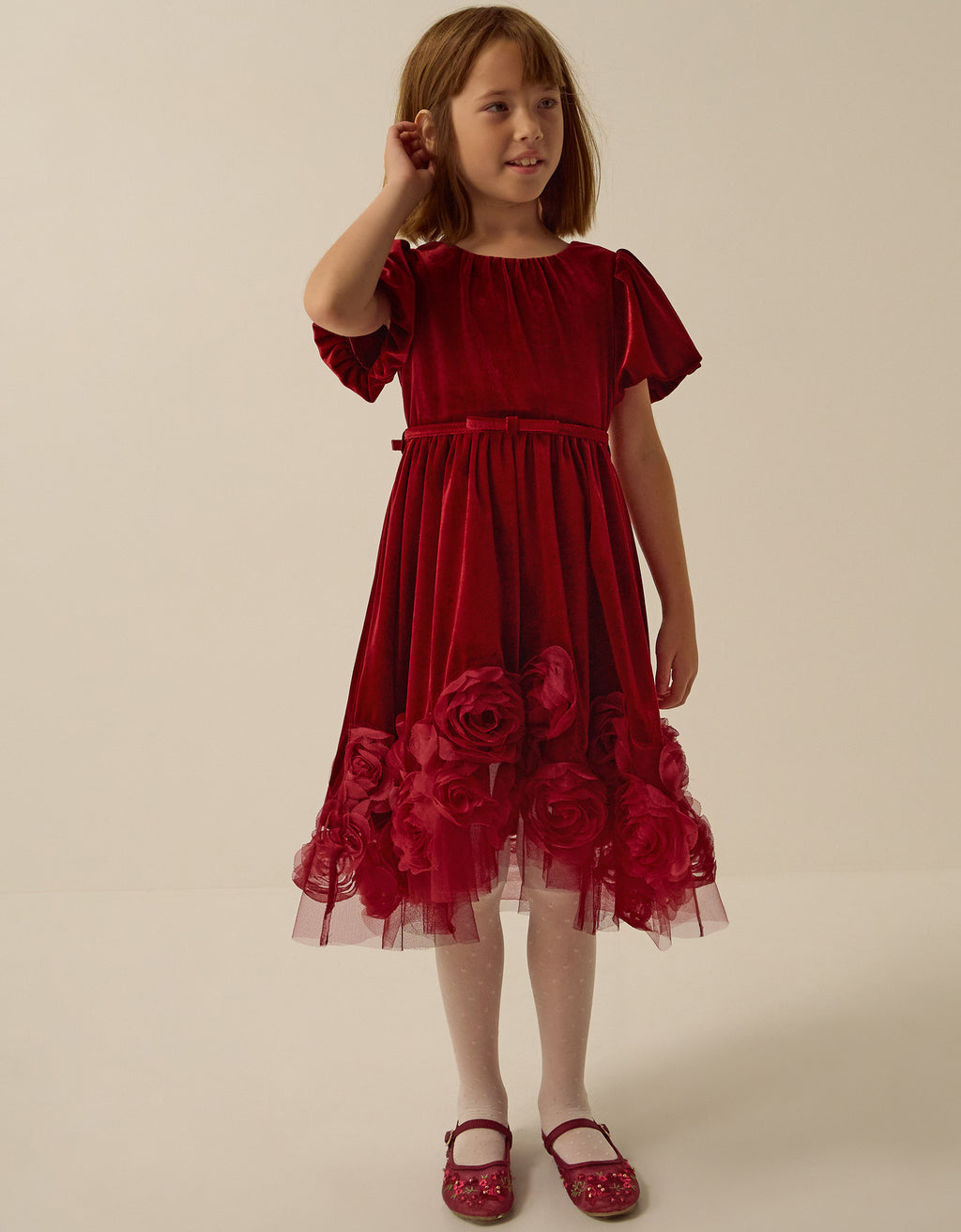 HALJINA - ADELYN PUF SLVE ROSE DRES