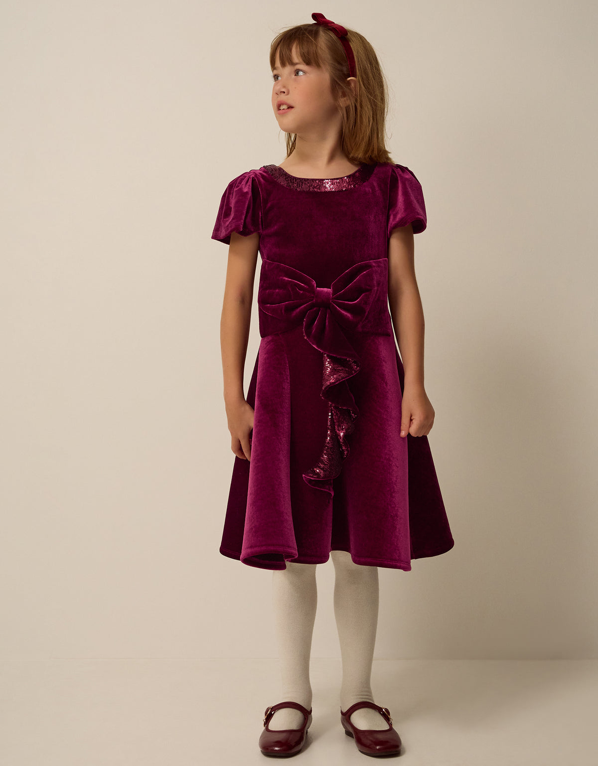HALJINA - GENEVIEVE VELVT BOW DRESS