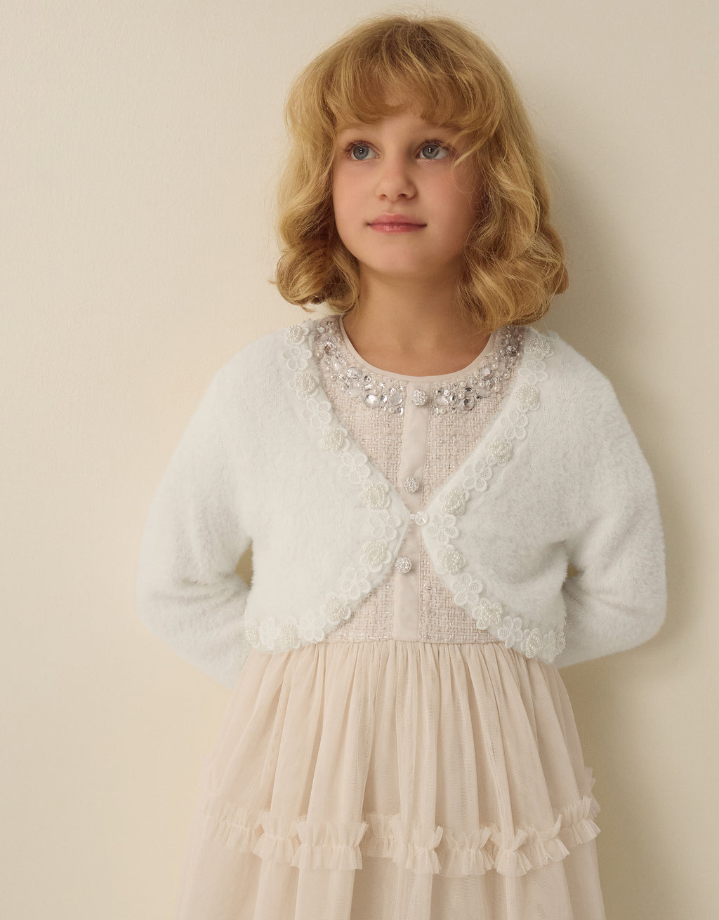 BOLERO - PHOEBE PEARL TRIM CARDI