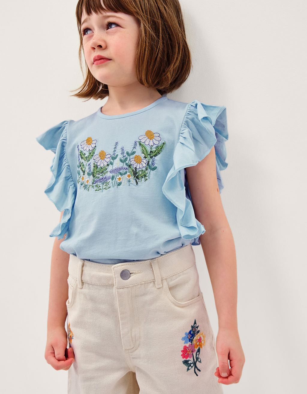 MAJICA - BLUE MEADOW FRILL TSHIRT