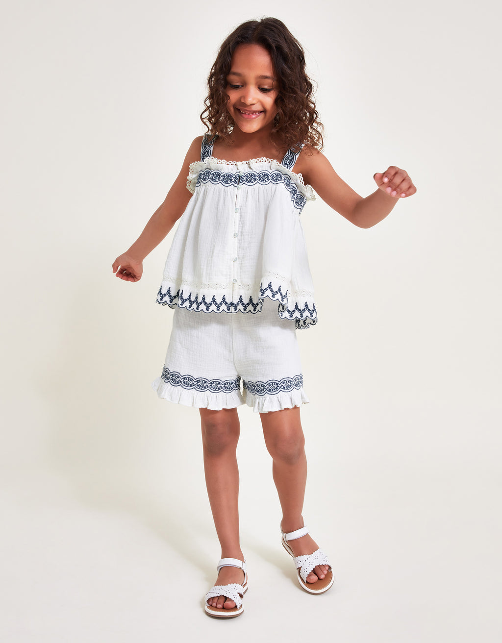 SET - CHEESECLOTH EMB FRILL SET